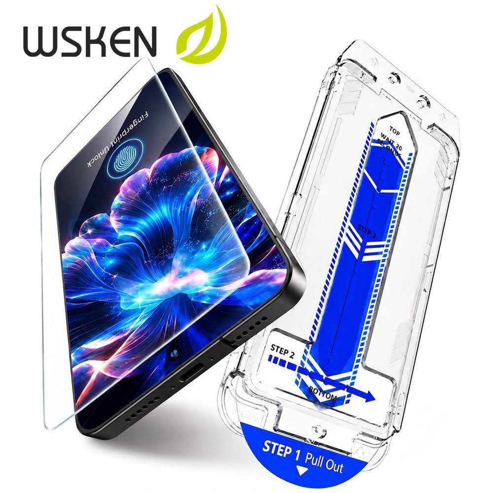 [Bisa Sidik Jari] Wsken Samsung A57 Tempered Glass + Alat Pasang Otomatis - Bebas Gelembung, 9H Keras, Bening Anti Sidik Jari, Pelindung Layar A57 A56 A55
