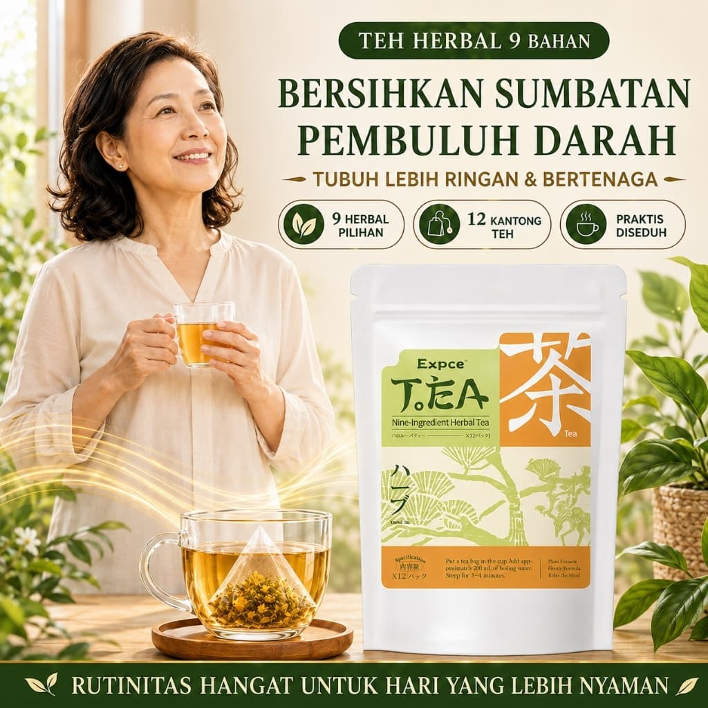 Expce Teh Herbal 9 Bahan Lancarkan Pembuluh Darah & Redakan Sumbatan Pembuluh Darah, Tubuh Lebih Ringan & Kembali Bertenaga
