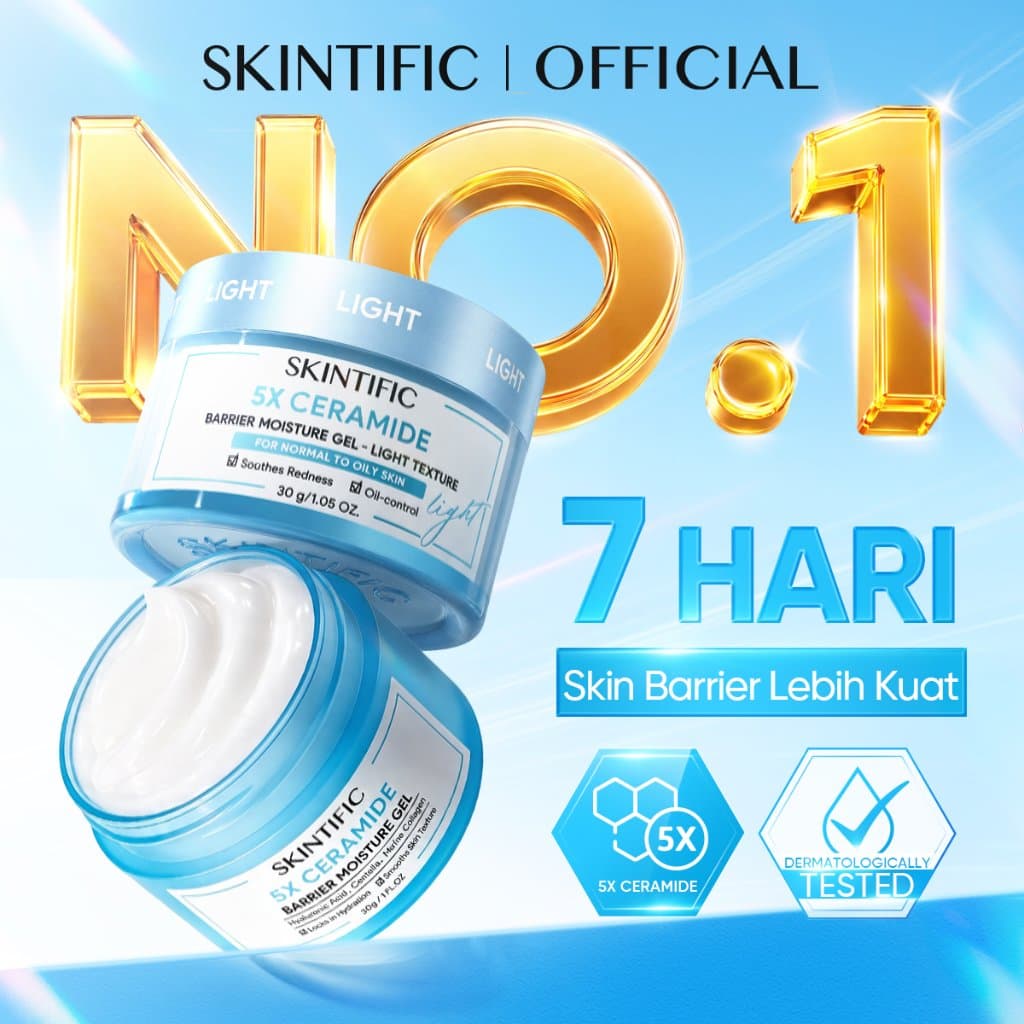 SKINTIFIC - 5X Ceramide Barrier Moisturizer Wajah/Badan Krim - Untuk Kulit Berjerawat/Kering/Sensitif