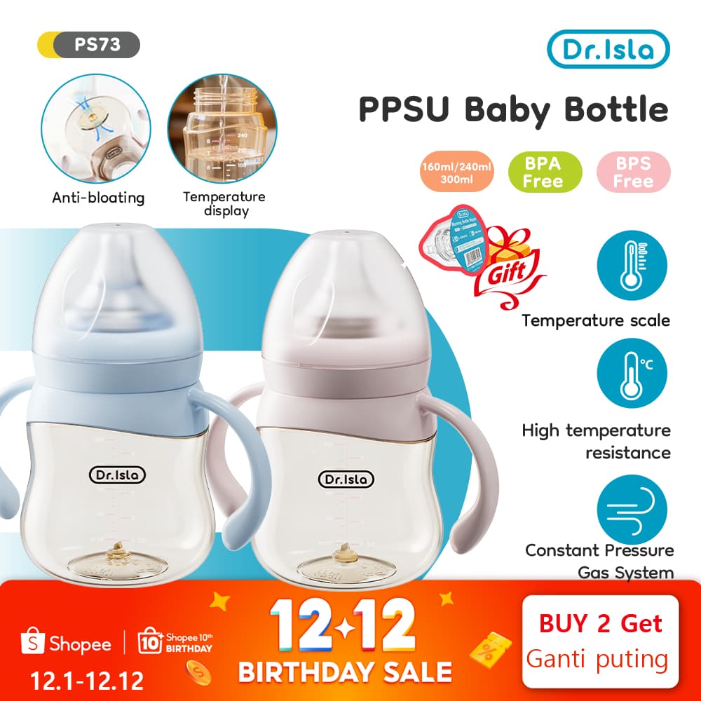 Dr.isla Dot Bayi Botol Susu Anti Kolik Dan Kembung PPSU Botol Minum Anak Fungsi Tampilan Suhu PS73