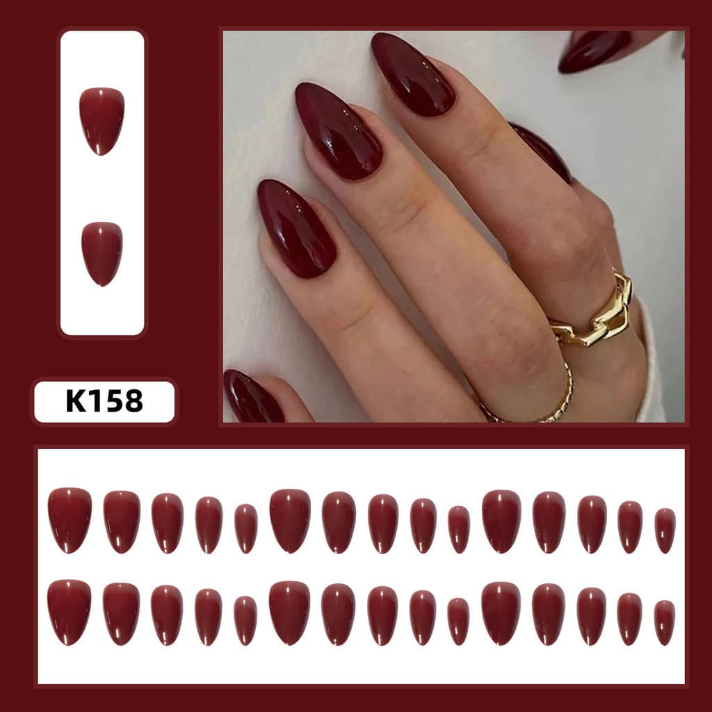 24 Pcs Kuku Palsu Dan Lem Fake Nail Art 3d Kuku Palsu Tahan Air 24 Pcs Kotak Free Lem
