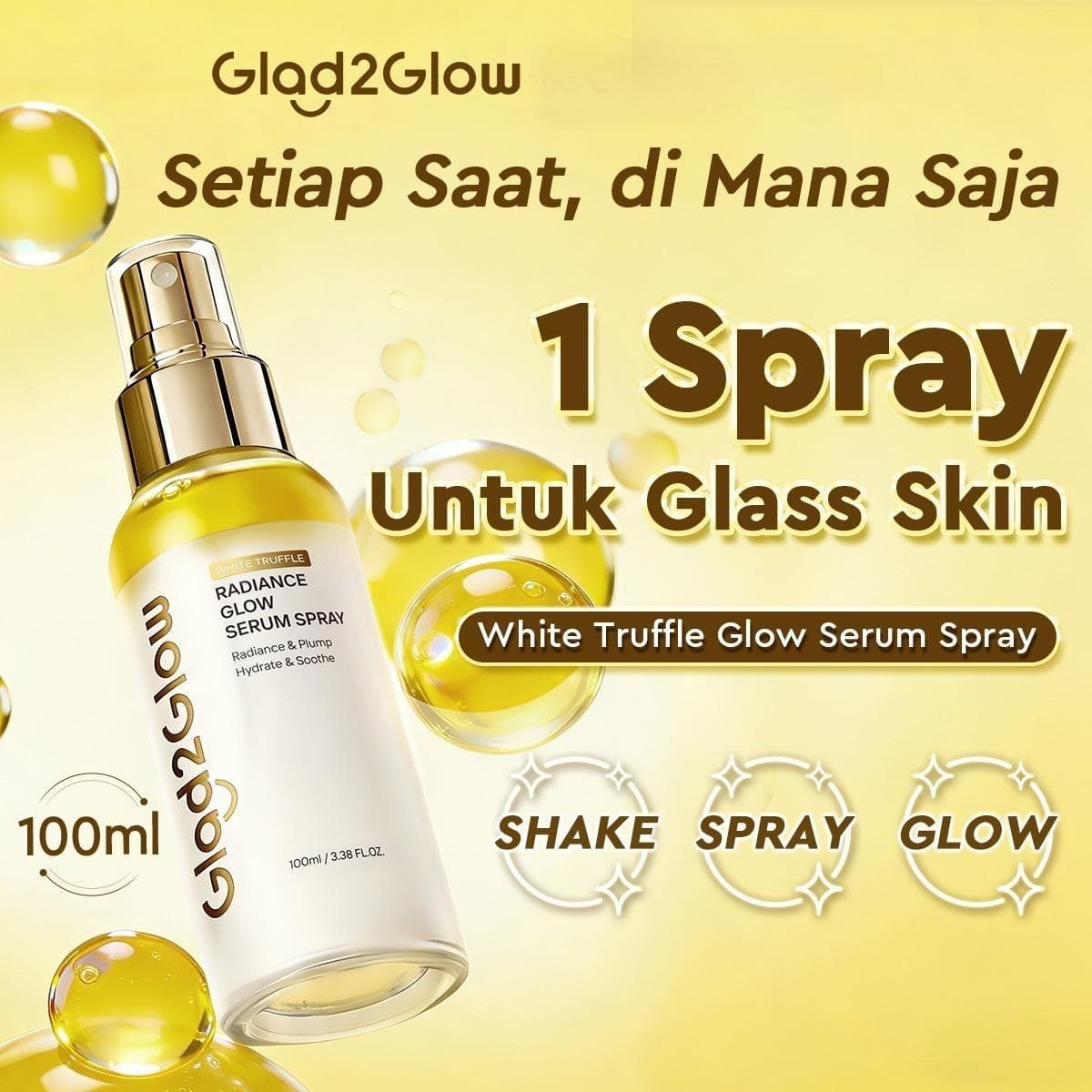 [HOT ] Glad2Glow Glow Serum Spray 100ml White Truffle Radiance Mencerahkan & Melindungi Skin Barrier Skin Prep Face Glad2Glow Official Store