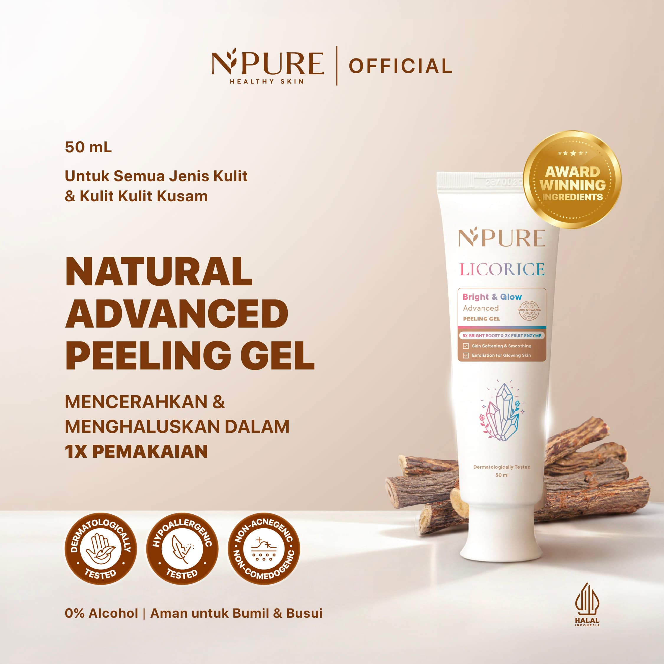 NPURE Peeling Gel Licorice / Advance Exfoliating / Brightening Glowing / Peeling Gel Penghilang Daki / Glowing Cerah