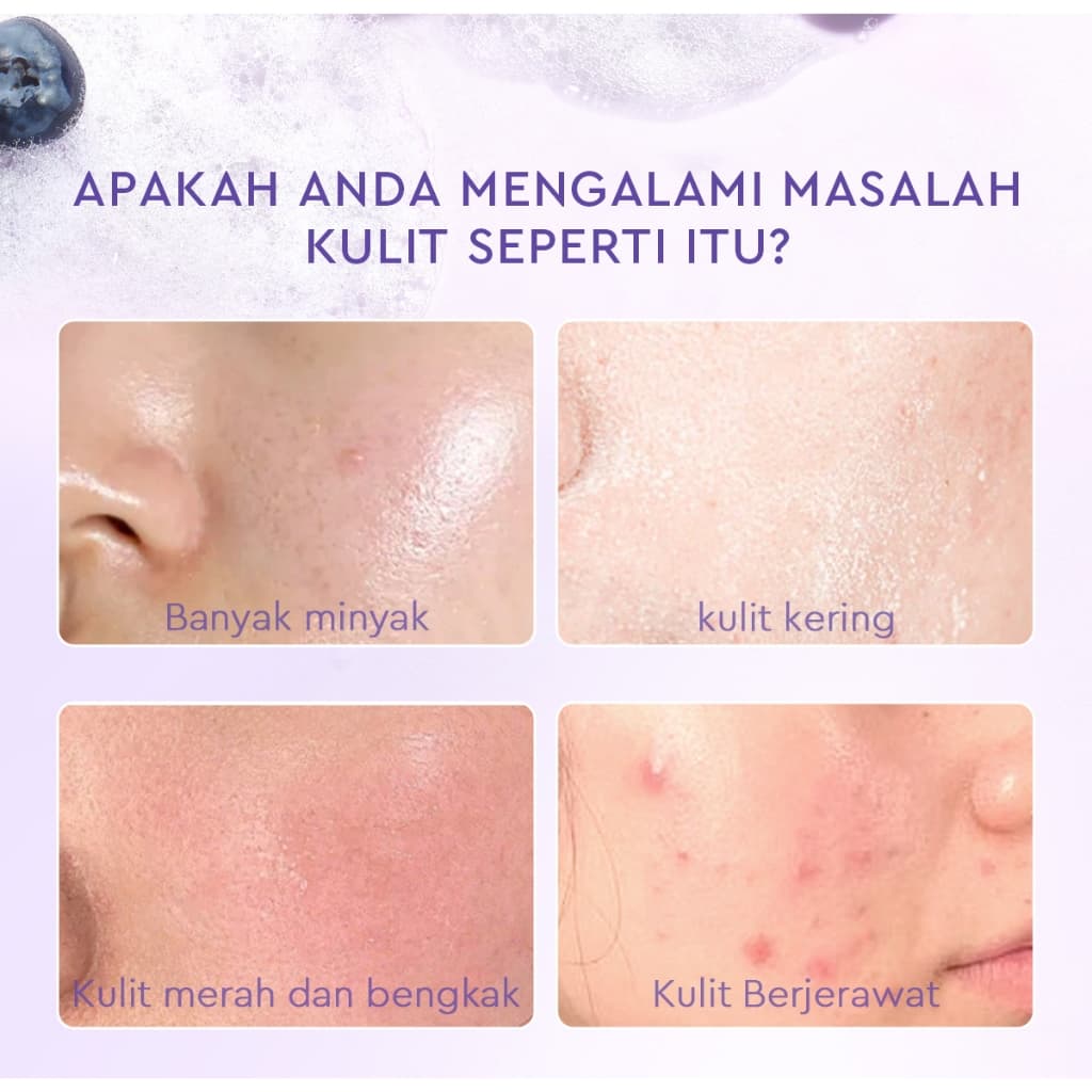 Glad2Glow Blueberry Ceramide Low pH Gel Cleanser facial wash skincare face wash sabun cuci muka cleanser oil control acne